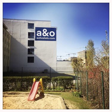 A playground beside the a&o Hostel.  The Berlin district of Moabit is an artificial island completely surrounded by water that was once home to various industries and staunchly working-class . However...