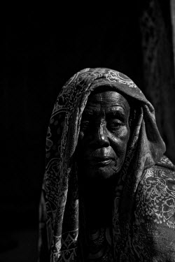 An elderly woman in Bama IDP camp where many of the people have been displaced multiple times over the years, fleeing from one attack to another.