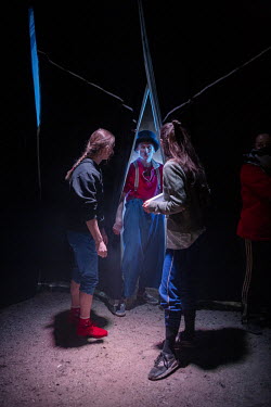 Lil Rice, Tatiana Ozhiganova, Tweedy and Nancy Trotter-Landry from Giffords Circus prepare for the first night with their 2021 show, 'The Hooley', a celebration of Irish dance and culture, postponed f...