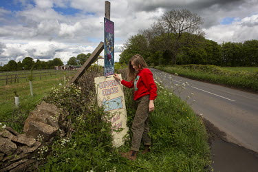 A sign is put out on the road outside Fennell Farm indicating the return of Giffords Circus, performing for the first time in front of an audience since the start of the pandemic.  Giffords Circus hav...