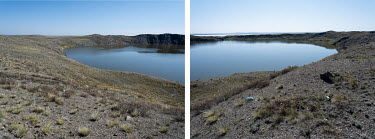 Lake Chagan or 'Atomic Lake', a crater lake 100 m deep and 400 m wide, that was created after an underground atomic test in 1965. The lake shore is still radioactively contaminated after 60 years. Fro...
