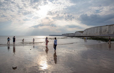 Beach at Birling Gap on the Sussex coast with the Seven Sisters Cliffs in the background.