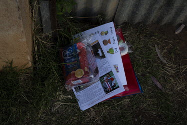 School work and flour are left outside the home of a pupil by their teacher from Wilcannia School.