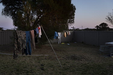 A clothes line at the home of Nathaniel Bugmy who is celebrating his birthday without his mother since she has tested postive for Covid and is isolating at a local isoaltion facility.