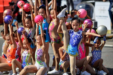 Child acrobatic performers during National Day Parade for Year 110 (2021) of the Republic of China (ROC) calendar (which began in 1911 after the end of the Qing Dynasty).