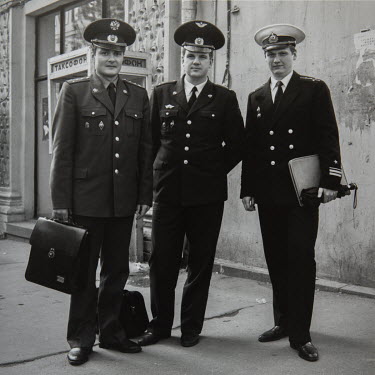 Three officers in Moscow. When asked where they stood politically they replied 'with grandfather Zyug' (Genyadiy Zyuganov - leader of the Communist Party).From the series 'Russian Portraits', photos a...