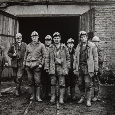 Miners at Zapadnaya coal mine in Tula region, one of many mines in the area that have been closed due to the end of state subsidies. At the time of this photo the miners had not been paid for three mo...