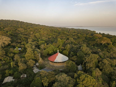 A full forest canopy above the Zege peninsula, an extensive area of sacred sites, churches and monasteries beside Lake Tana.