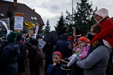 Demonstration against the inhumane treatment of migrants in front of the border guard building.   Thousands of migrants attempted to cross into Europe along the Poland Belarus border in the autumn of...