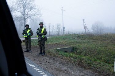 Polish soldiers near the state of emergency zone by the Belarussian border near Sokolka. Hundreds of migrants, mainly from Syria, Iraq and Afghanistan are stuck on both sides of this border.