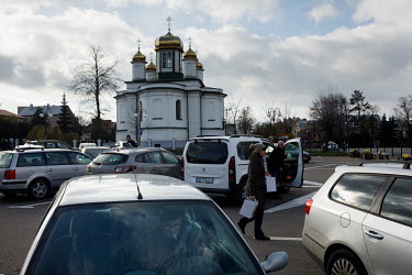 Centre of Sokolka with orthodox church in the background. The town is situated near the state of emergency zone by the Belarussian border. Hundreds of migrants, mainly from Syria, Iraq and Afghanistan...