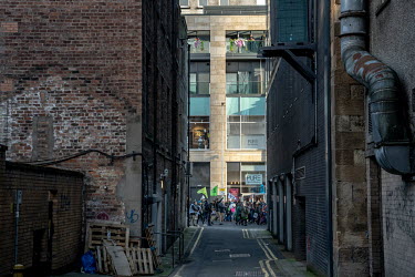 Climate activists take part in a â��Greenwash' march through central Glasgow. Police closed roads and encircled the activists, causing groups to break away and start a cat and mouse game between poli...