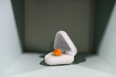A popular gachapon (or capsule toy) - an 'Onigiring', a boxed ring with an Onigiri or rice ball attached.