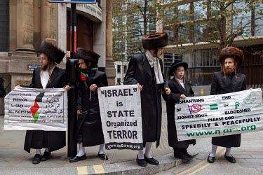 Protestors from the Jewish Neturei Karta group protest in London against the Israeli state.
