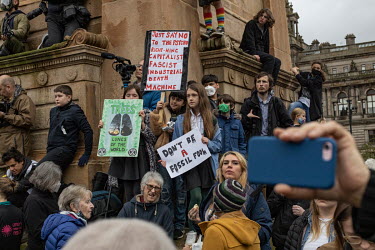 Protestors at the Climate Strike Glasgow led by Greta Thunberg and organised by Fridays for Future, gather in George Square in the city centre during the COP26 summit at the Scottish Exhibtion Centre.