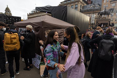 Protestors at the Climate Strike Glasgow led by Greta Thunberg and organised by Fridays for Future, gather in George Square in the city centre during the COP26 summit at the Scottish Exhibtion Centre.