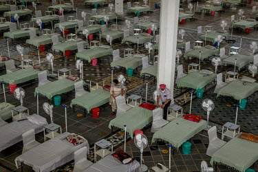 An unused temporary care facility for coronavirus patients, amidst the rising number of the cases, at Rakab Ganj Gurudwara, in New Delhi, India.