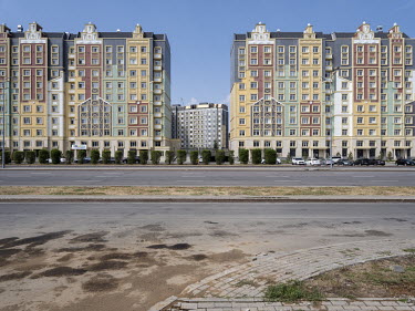 Newly built luxury condominium complexes in the Holland Quarter at Panfilov Street.