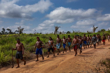 Xikrin warriors return to Rapko village after an expedition to expel the invaders from the Trincheira Bacaja indigenous territory in Para state, Brazil.
