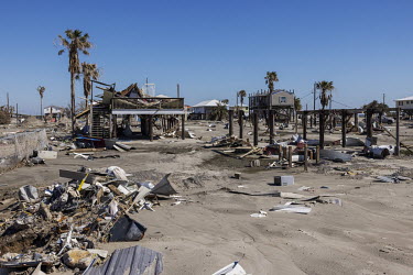 Houses destroyed by Hurricane Ida in the city of Grand Isle, on the coast of Louisiana.