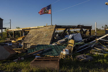 Destroyed houses on the Island of Jean Charles, an indigenous community located on the coast of Louisiana, which was severely impacted by the passage of Hurricane Ida in 2021. In recent years, the are...