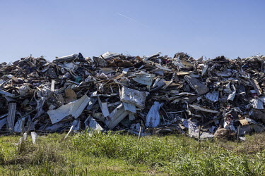 Mountain of debris collected after the passage of Hurricane Ida, near the city of Houma, on the Louisiana coast.