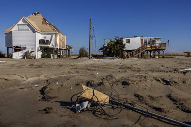 Houses destroyed by Hurricane Ida in the city of Grand Isle, on the coast of Louisiana.