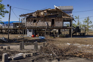 Houses destroyed by the passage of Hurricane Ida in the community of Point Aux Chenes, located on the coast of Louisiana.