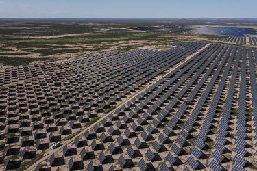 Solar energy farm near the town of McCamey, a town that calls itself 'the wind energy capital of Texas', but is economically dependent on oil extraction.