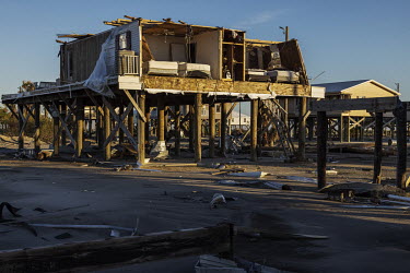 House destroyed by Hurricane Ida in the city of Grand Isle, on the coast of Louisiana.