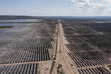 Solar energy farm near the town of McCamey, a town that calls itself 'the wind energy capital of Texas', but is economically dependent on oil extraction.
