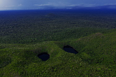 Aerial view of the Morro dos Seis Lagos area in the municipality of Sao Gabriel da Cachoeira, Amazonas State. In the photo, from left to right, Jussara and Niobium lakes. This region contains one of t...