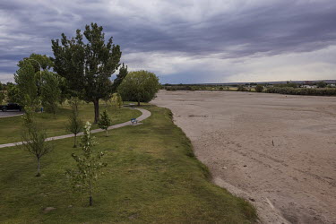 Dry riverbed of the Rio Grande in Las Cruces, New Mexico.