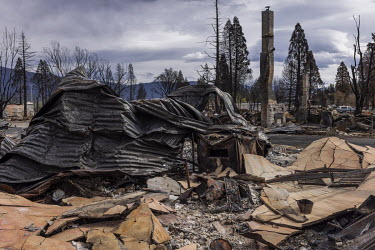 Debris from the homes and buildings of the historic town of Greenville, in Northern California, which was destroyed by forest fires. The town was devastated by the flames of the Dixie Fire, the larges...