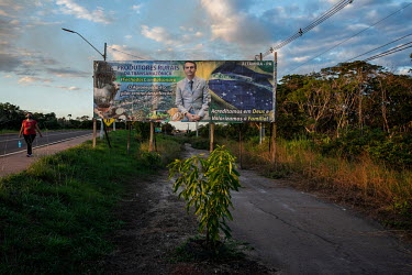 A billboard supporting President Jair Bolsonaro installed on an avenue in Altamira, a municipality neighboring Uruara and located on the along the Trans Amazonian highway.