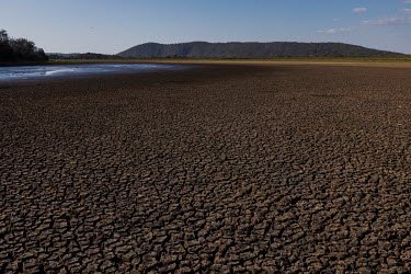 Bed of a dry lake in the Serra do Amolar region. Despite fewer fires than last year, the drought in the region has only worsened.