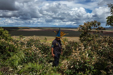 The chief of the Haliti Paresi people, Rivelino Kanezomae, turns from an area deforested for intensive agriculture near Figueiras Indigenous Land. A few kilometers from the reserve there is a project...