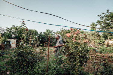 Fatima Zenci (65), in her garden at her home. The village used to be almost half AfroTurk, but now only seven families remain after migration to cities for economic reasons took place decades ago.