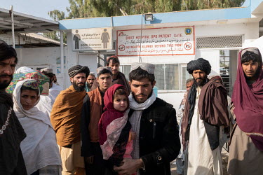 People at the entrance to the Medecins Sans Frontieres (MSF) hospital in LashKar Gah.