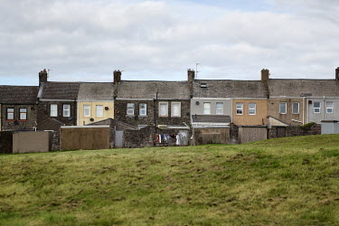 Rows of houses where mine workers once lived when a number of coal mines were operating Whitehaven in the now deprived Kells area of the town where plans for a new coal mine on the site of a former ch...