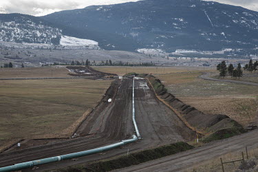 A construction site where the new twin line of the Trans-Mountain heavy crude oil pipeline is being installed. Following unprecedented rainfall on 14 November 2021, which triggered landslides and deva...
