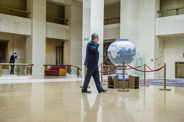 Kassym Jomart Tokayev at the Palais des Nations, outside the Council Chamber, when he was Director General of the United Nations in Geneva (from 2011 to 2013).
