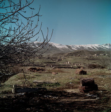 War debis litters the ground in a heavily mined area retaken by Azeri forces during the 2020 Nagorno-Karabakh war with Armenia.