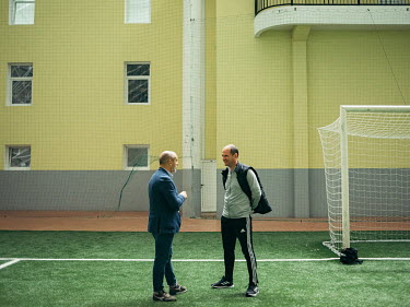Ex manager of Sheriff FC Roberto Bordin (right) with Viktor Mikhailov (left), head coach assistant.
