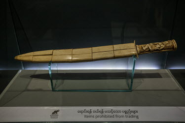 An ivory exhibit at the elephant museum in Yangon zoological garden.