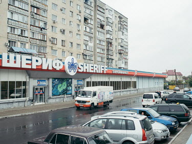 Sheriff supermarket in Tiraspol. Sponsors of football club FC Sheriff who reached the Champions League.