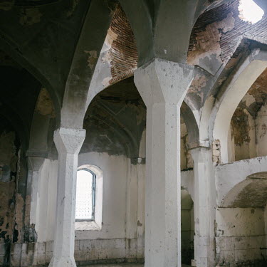 The damaged interior of the Agdam (Juma) mosque in the centre of the destroyed city retaken by Azeri forces during the 2020 Nagorno-Karabakh war with Armenia.