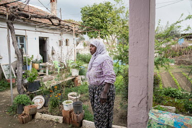 Sukriye Iletmis (70), who identifies as an AfroTurk, in her garden in the village of Haskoy.