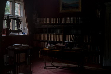 Shelves of books on display in Kinloch Castle. Sir George Bullough's possessions still remain in the castle that he built in 1897. The castle has been closed during the pandemic and its contents are b...