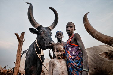 Children with a prize bull.